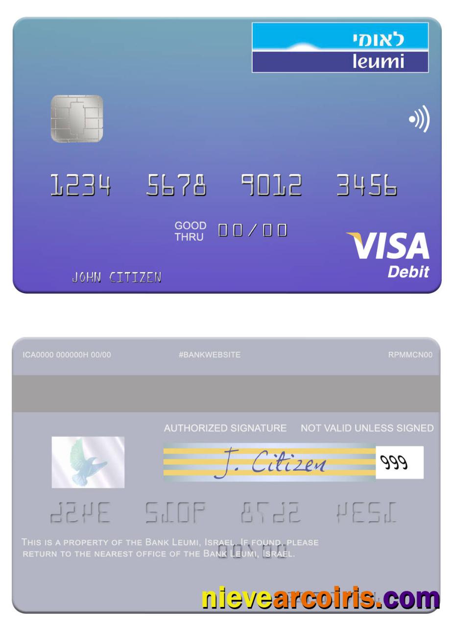 Israel Bank Leumi visa debit card